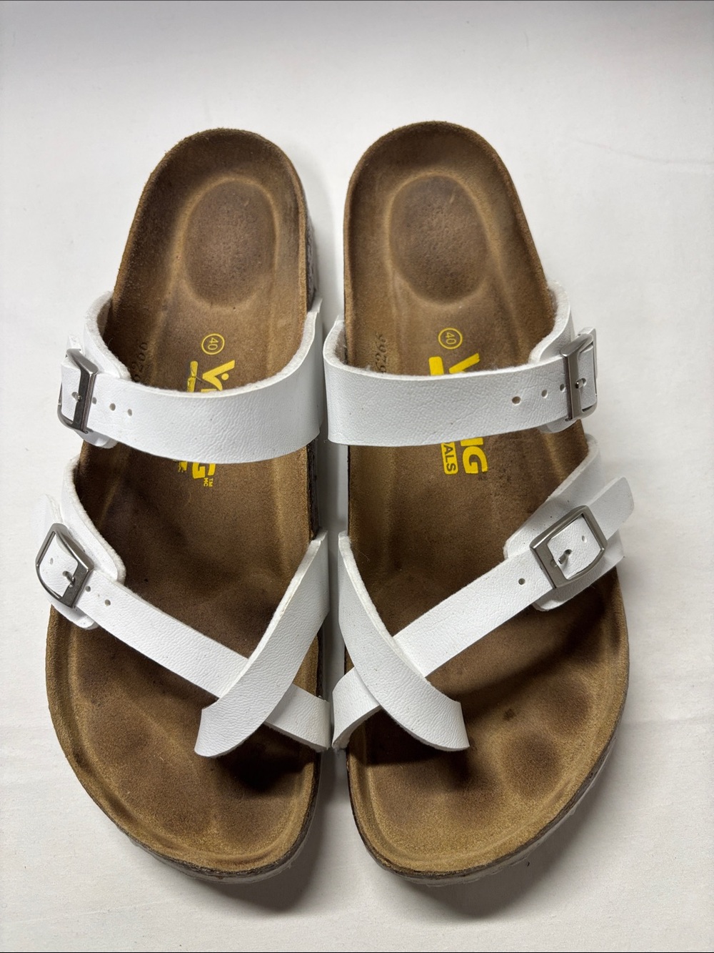 White Double-Strap Women’s Sandals with Adjustable Buckles